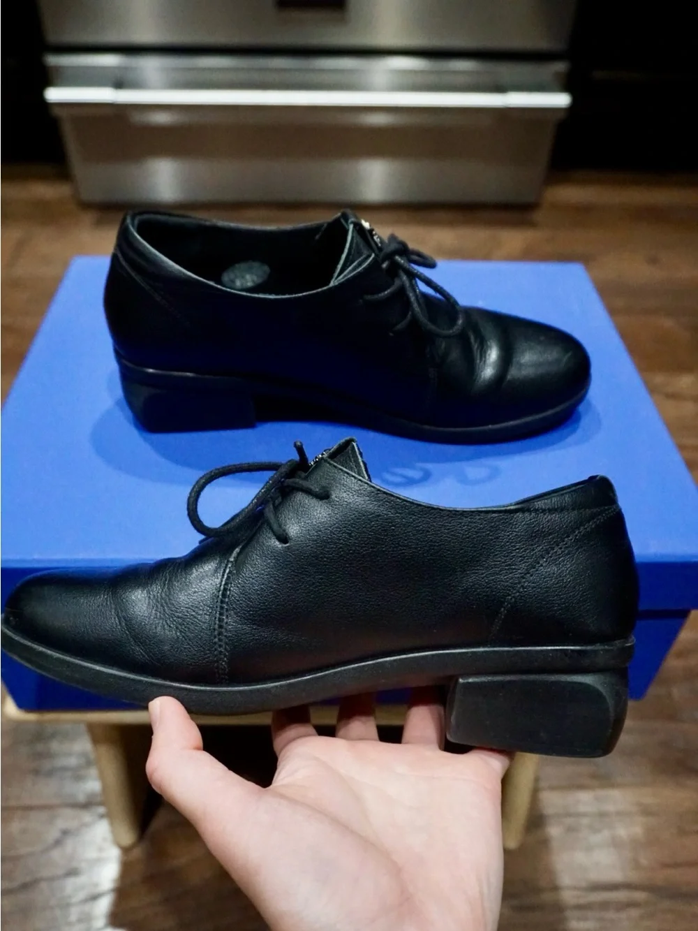 Women’s Black Genuine Leather Lace-Up Oxford Shoes US Size 5.5